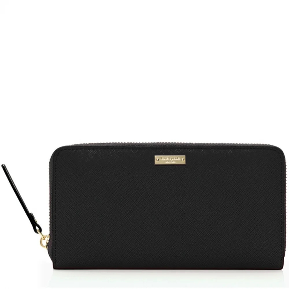 Brand New Kate Spade Laurel Way Kaden Black Zip Wallet - Saffiano Leather